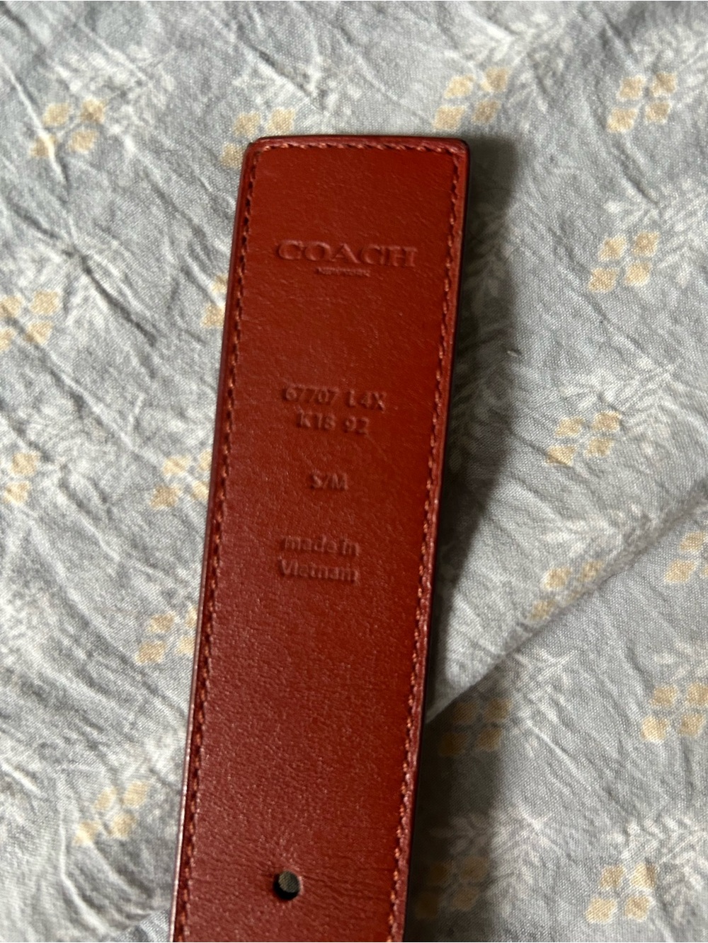 Coach Brown Floral Signature Leather Belt with Gold 'C' Buckle - Picture 3 of 4